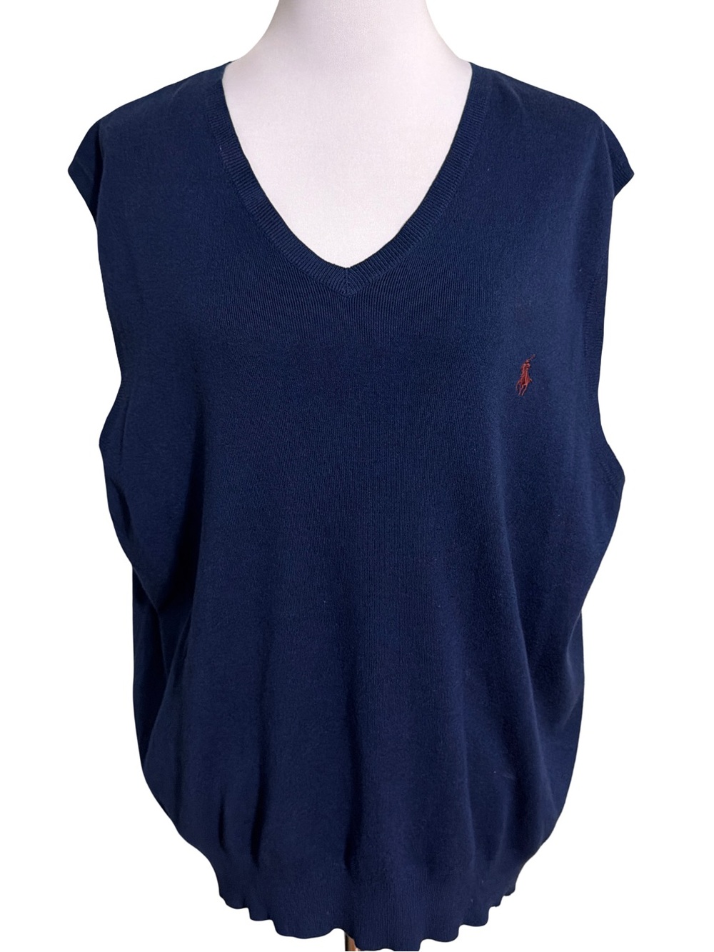 Ralph Lauren Navy Knit Vest V-Neck Red Pony
